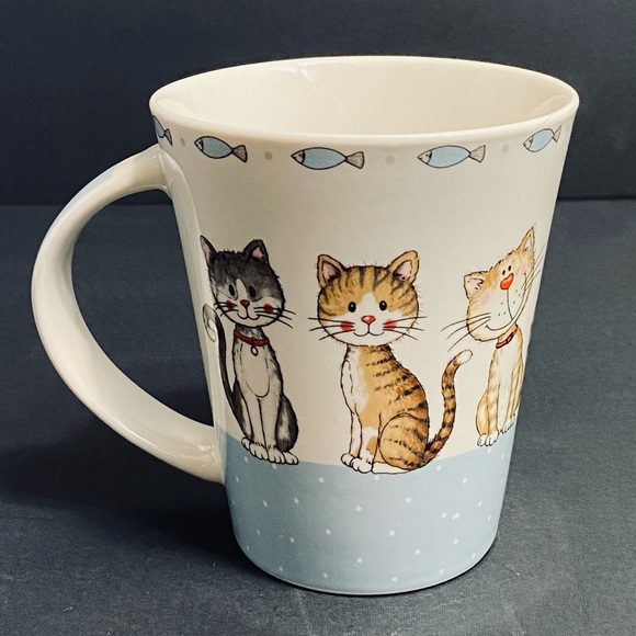 Casa Signature Happy Cats And Dogs Porcelain Coffee/Tea Mugs Set Of 2 - Picture 2 of 11